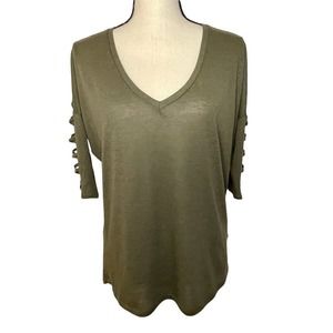 Express NWT Green Basic V-Neck Cotton Top Size S